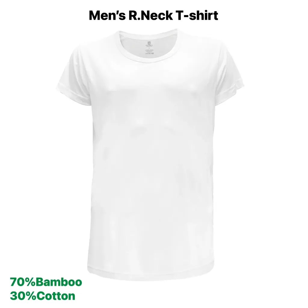 Inner White Round-neck T-shirt (Bamboo 70%, Cotton 30%) M+L+XL+XXL, (160 gsm)