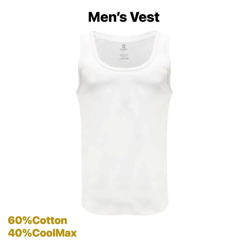 Inner White Vest (Cotton 60%, CoolMax 40%) M+L+XL+XXL, (163 gsm)