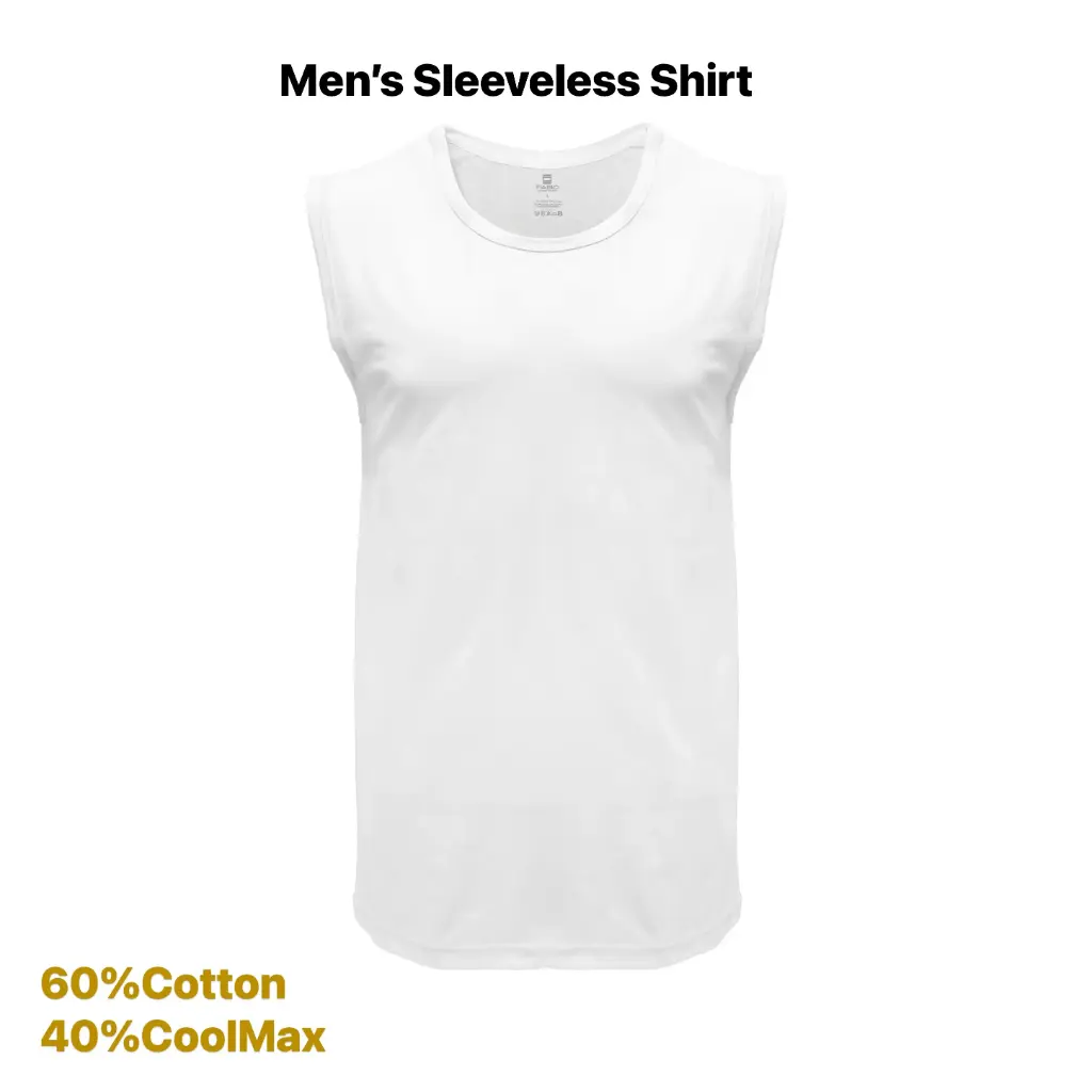 Inner White sleeveless T-shirt (Cotton 60%, CoolMax 40%) M-L-XL-XXL, (163 gsm)