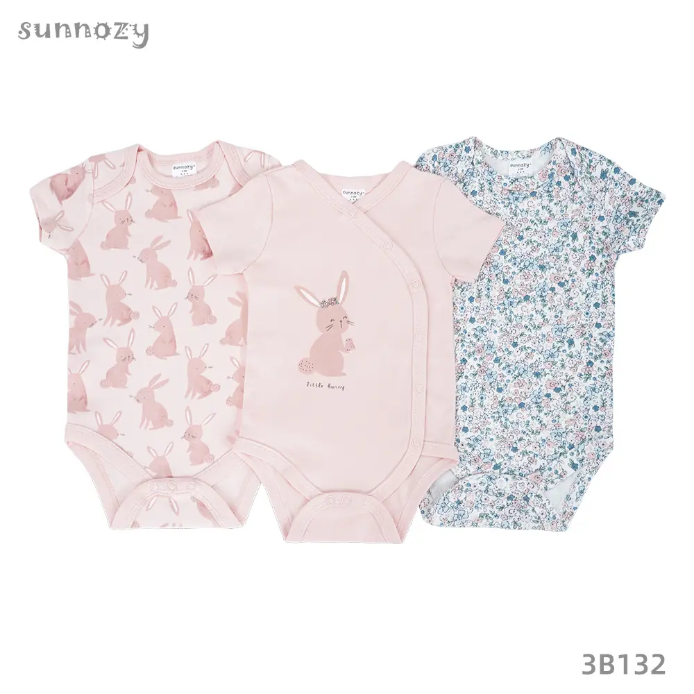 Bodysuit short sleeve 3pcs set (3B132) sizes: 0-3/3-6/6-9 Months