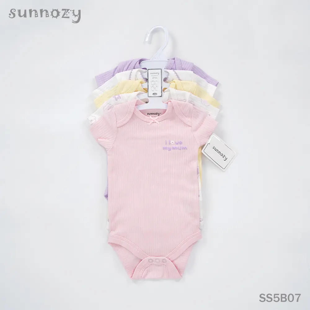 Bodysuit short sleeve 5pcs set (SS5B07) sizes: 0-3/3-6/6-9 Months
