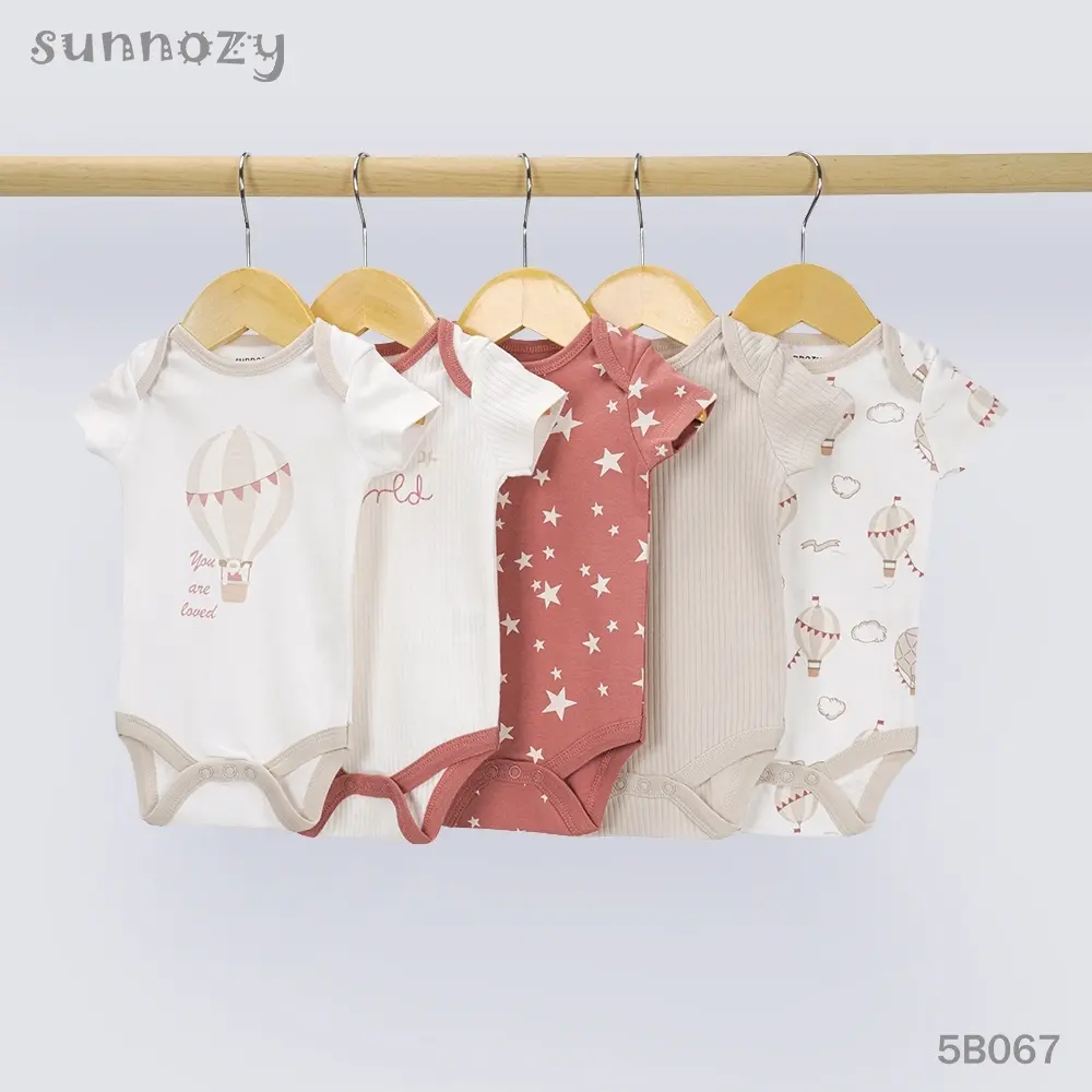 Bodysuit short sleeve 5 Pcs set (5B067) sizes: 0-3/3-6/6-9 Months