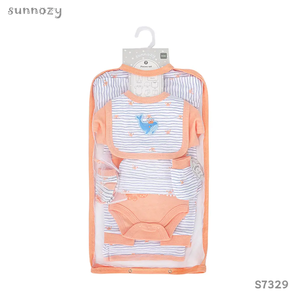 Newborn Baby 7 pcs set (blanket 80x80 cm) (S7329) sizes: 0-3/3-6 Months