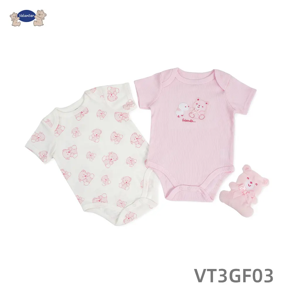 Bodysuits & Toy 3 pcs set (VT3GF03) sizes: 0-3/3-6/6-9 Months