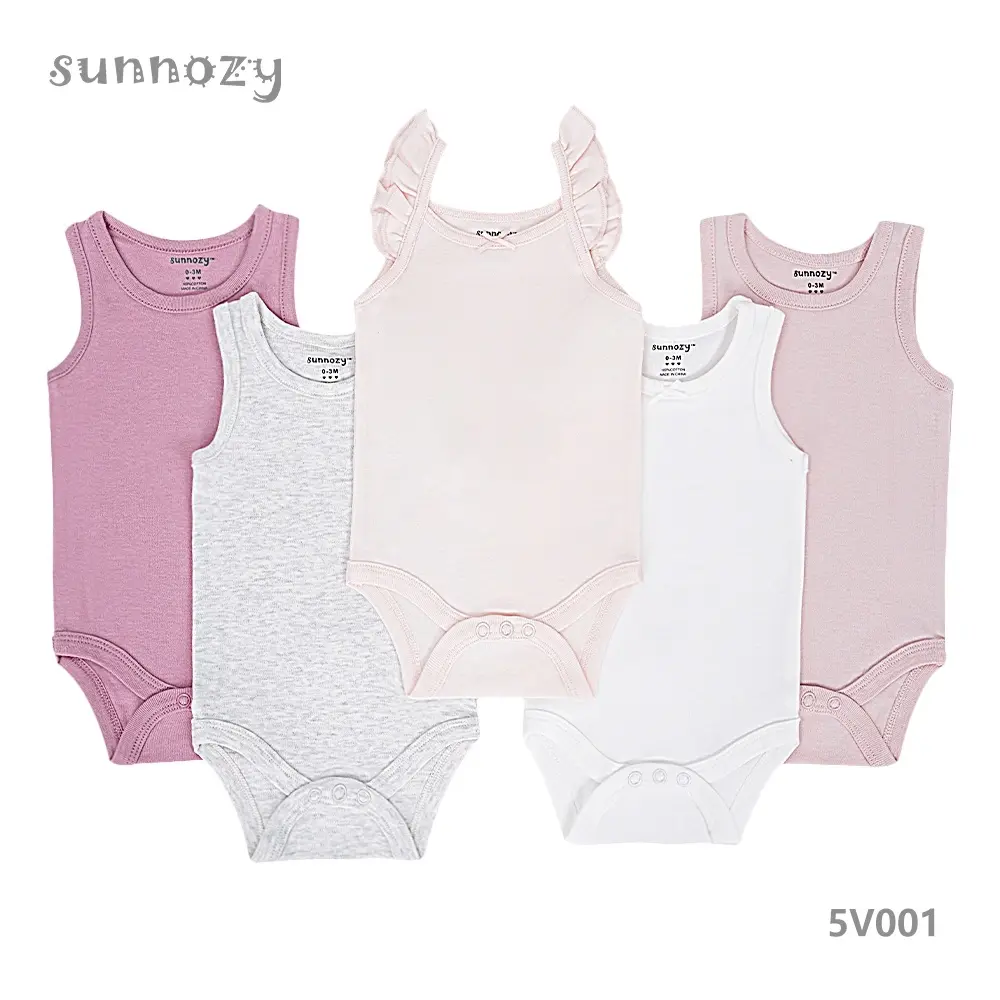 Bodysuits sleeveless Girls 5 pcs set (5V001) sizes: 0-3/3-6/6-9 Months