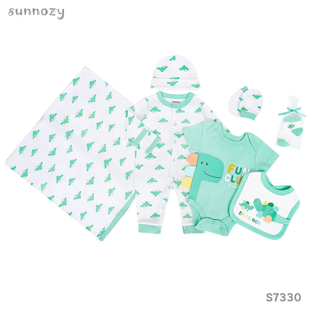 Newborn 7 pcs set (blamket 80x80 cm) (S7330) sizes: 0-3/3-6 Months