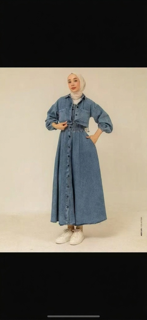 فستان جينز - M, L, XL - لونين غامق وفاتح