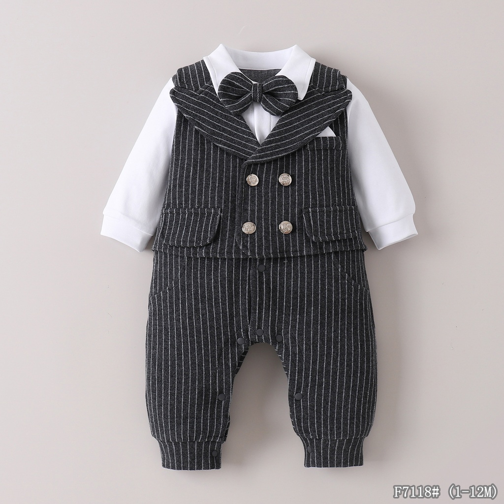 F7118 - Grey - 1-3/3-6/6-9/9-12 months - 85%cotton 9%Polyester 6%Spandex