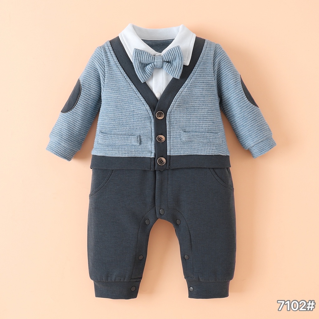 7102 - Blue/Grey -1-3/3-6/6-9/9-12/12-18 months - 85%cotton 9%Polyester 6%Spandex