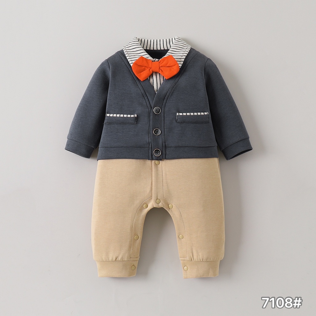 7108 - Grey/Beige - 1-3/3-6/6-9/9-12/12-18 months - 85%cotton 9%Polyester 6%Spandex