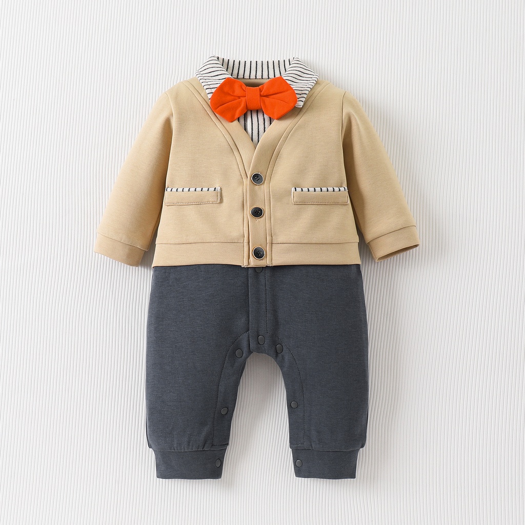 7108 - Beige/Grey - 1-3/3-6/6-9/9-12/12-18 months - 85%cotton 9%Polyester 6%Spandex