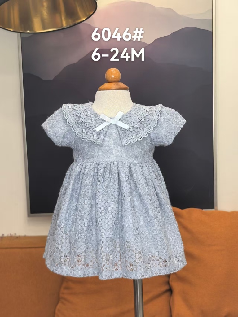 Baby girl Dress - 6,9,12,18,24 Months - 6046 - Blue - Cotton 65%, 35% Polyster