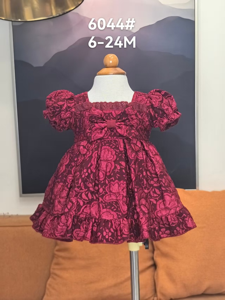 Baby girl Dress - 6,9,12,18,24 Months - 6044 - Red - Cotton 65%, 35% Polyster