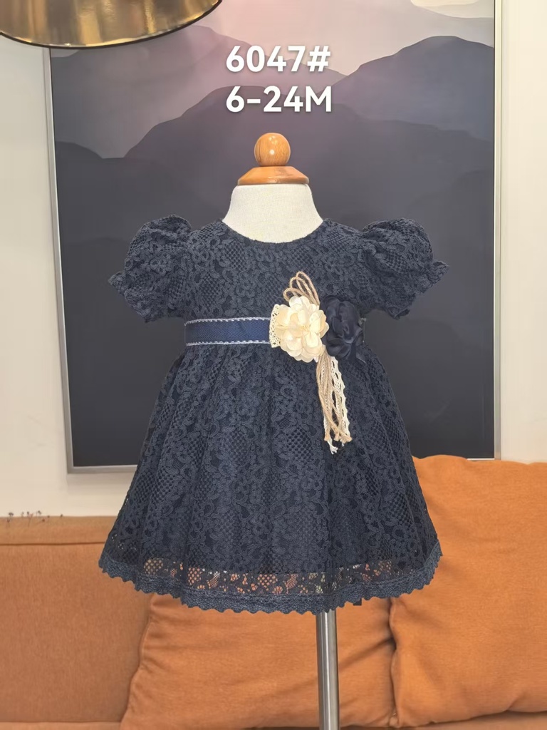 Baby girl Dress - 6,9,12,18,24 Months - 6047 - Blue - Cotton 65%, 35% Polyster