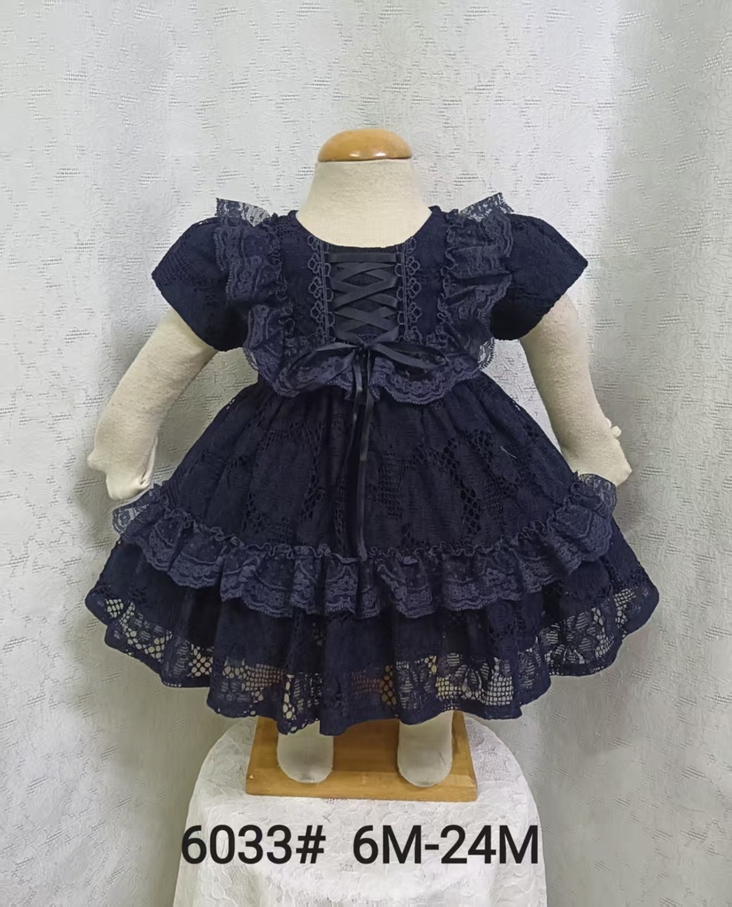 Baby girl Dress - 6,9,12,18,24 Months - 6033 - Blue - Cotton 65%, 35% Polyster