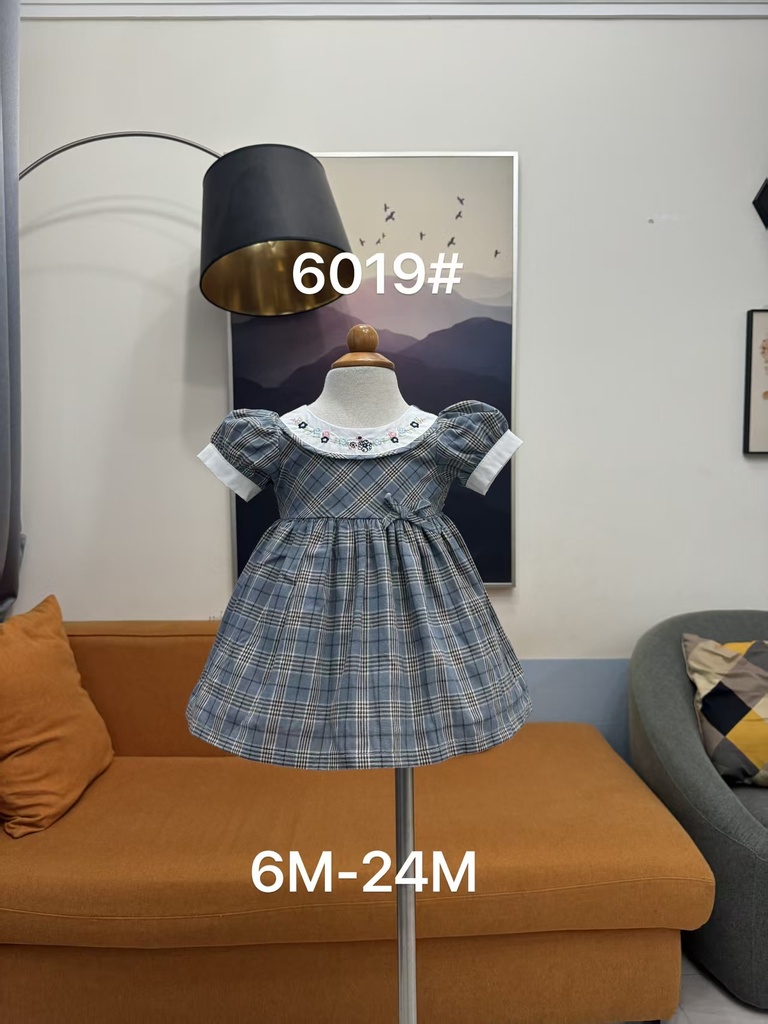 Baby girl Dress - 6,9,12,18,24 Months - 6019 - Blue - Cotton 65%, 35% Polyster