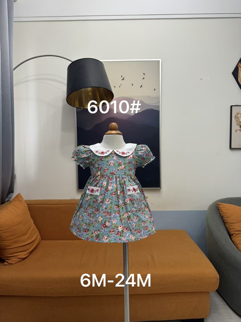 Baby girl Dress - 6,9,12,18,24 Months - 6010 - Blue - Cotton 65%, 35% Polyster