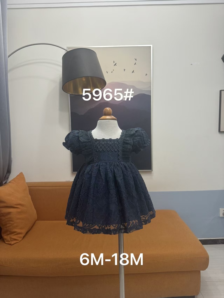 Baby girl Dress - 6,9,12,18 Months - 5965 - Blue - Cotton 65%, 35% Polyster