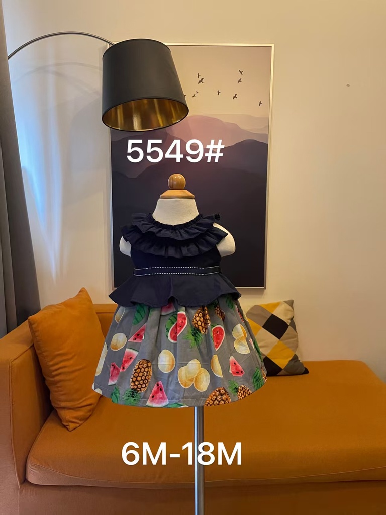 Baby girl Dress - 6,9,12,18 Months - 5549 - Blue - Cotton 65%, 35% Polyster