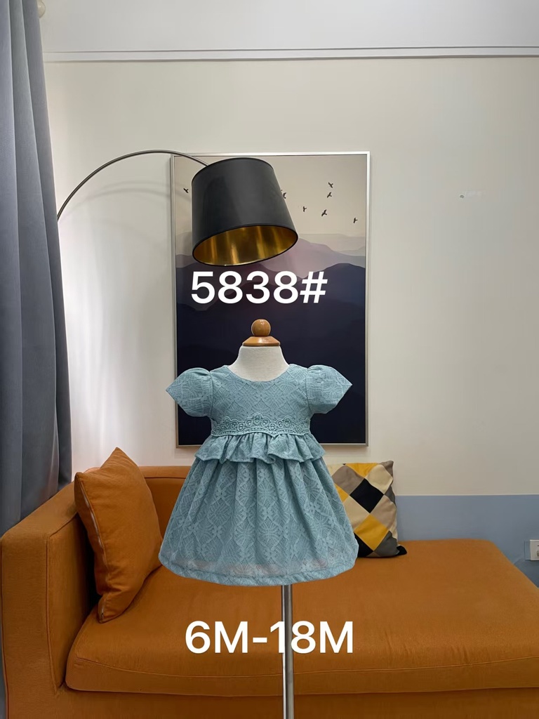 Baby girl Dress - 6,9,12,18 Months - 5838 - Blue - Cotton 65%, 35% Polyster