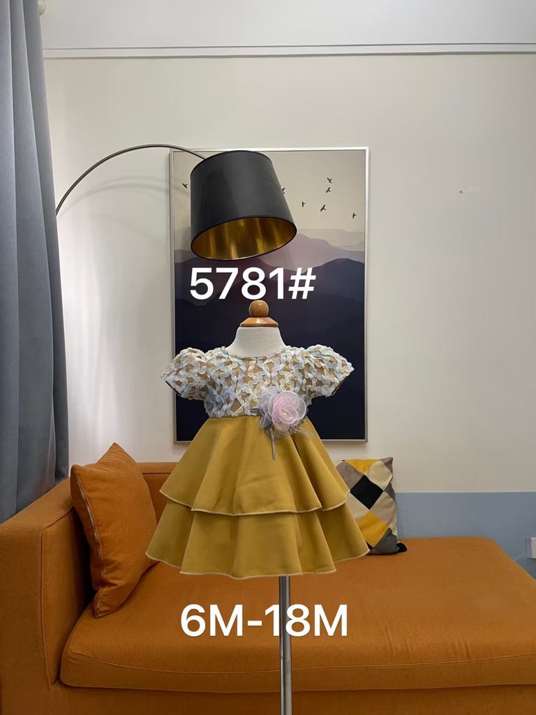 Baby girl Dress - 6,9,12,18 Months - 5781 - Yellow - Cotton 65%, 35% Polyster