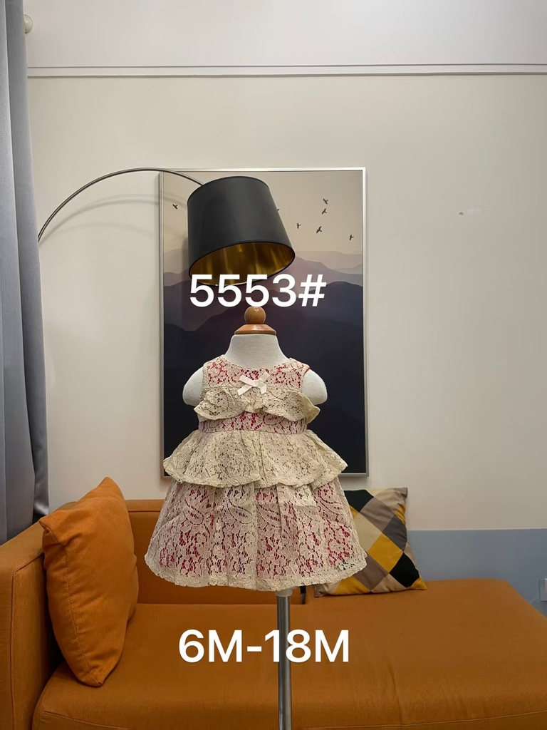 Baby girl Dress - 6,9,12,18 Months - 5553 - Red - Cotton 65%, 35% Polyster