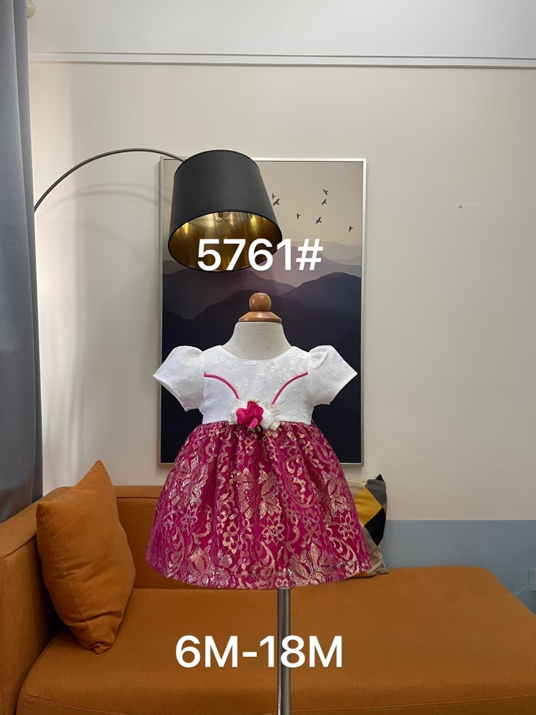 Baby girl Dress - 6,9,12,18 Months - 5761 - Pink - Cotton 65%, 35% Polyster