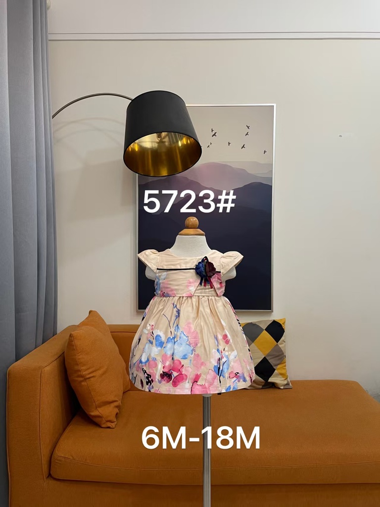 Baby girl Dress - 6,9,12,18 Months - 5723 - Peach Color - Cotton 65%, 35% Polyster