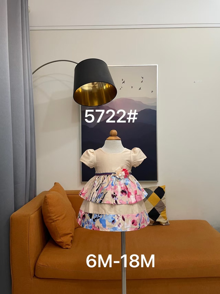 Baby girl Dress - 6,9,12,18 Months - 5722 - Peach Color - Cotton 65%, 35% Polyster