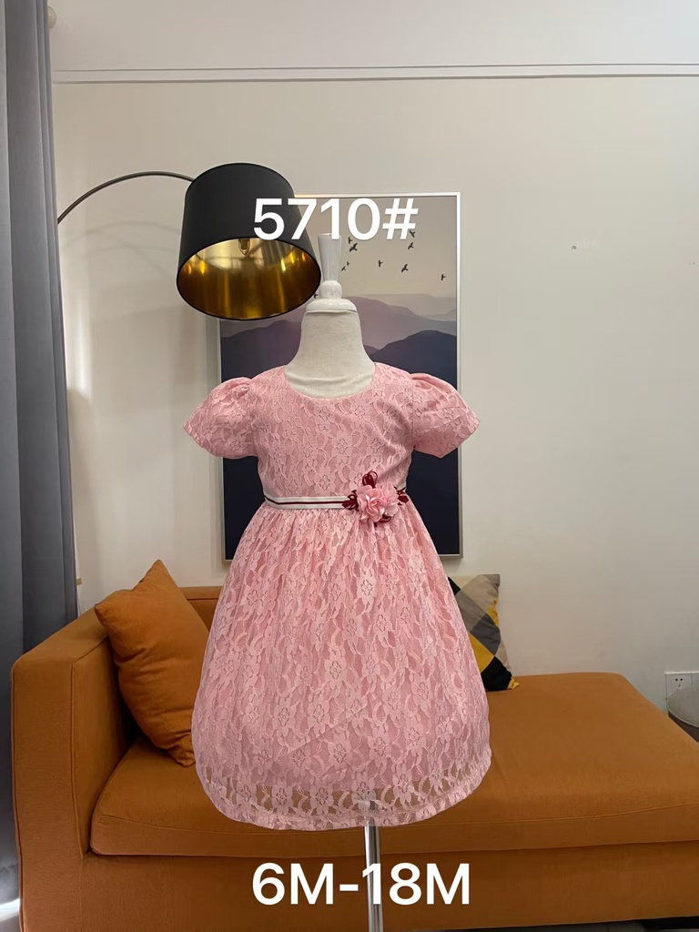 Baby girl Dress - 6,9,12,18 Months - 5710 - Pink - Cotton 65%, 35% Polyster