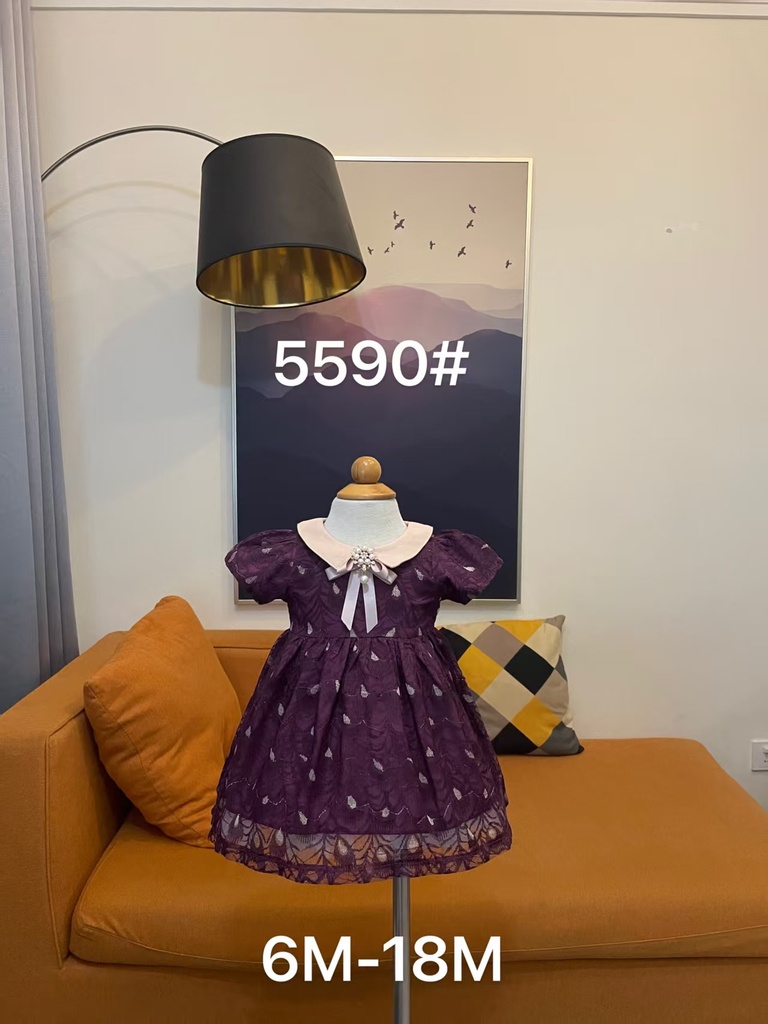 Baby girl Dress - 6,9,12,18 Months - 5590 - Purple - Cotton 65%, 35% Polyster