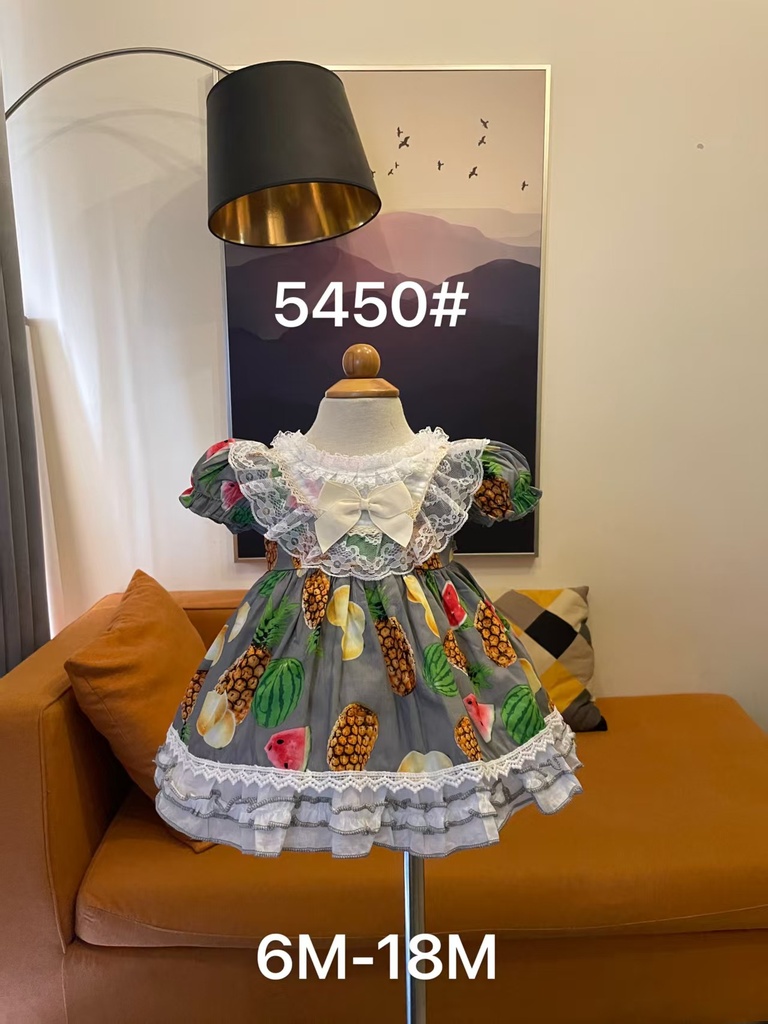 Baby girl Dress - 6,9,12,18 Months - 5450 - Grey - Cotton 65%, 35% Polyster