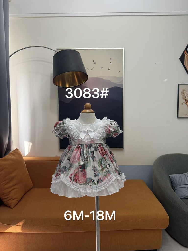 Baby girl Dress - 6,9,12,18 Months - 3083 - Green - Cotton 65%, 35% Polyster