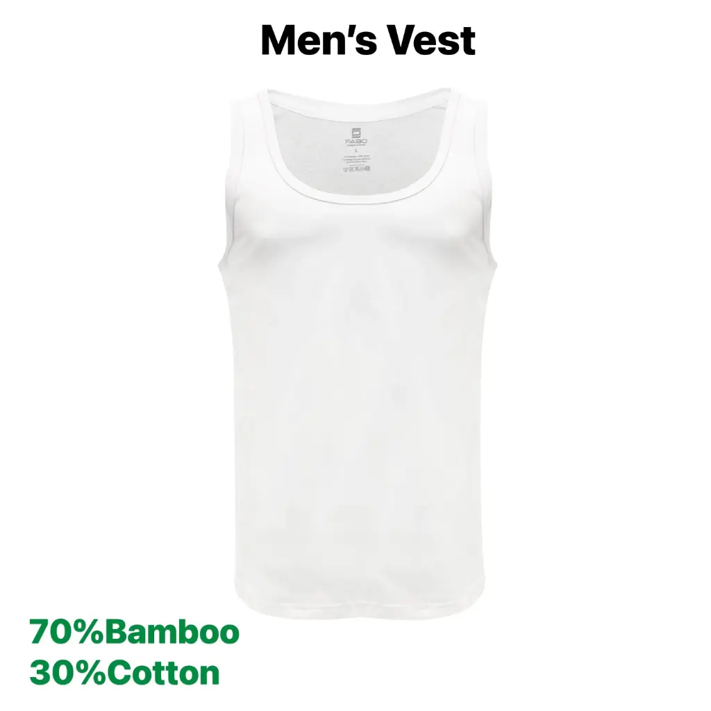 Inner White Vest (Bamboo 70%, Cotton 30%) M+L+XL+XXL, (145-150 gsm)