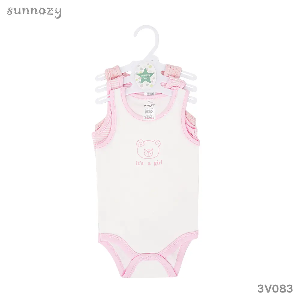 Bodysuits sleeveless 3pcs set (3V083) sizes: 0-3/3-6/6-9 Months