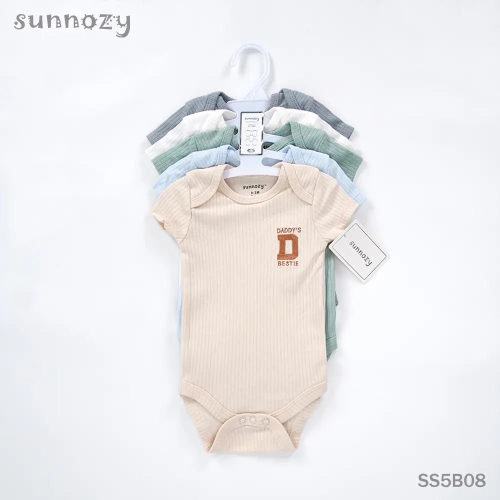 Bodysuit short sleeve 5 pcs (SS5B08) sizes: 0-3/3-6/6-9 Months
