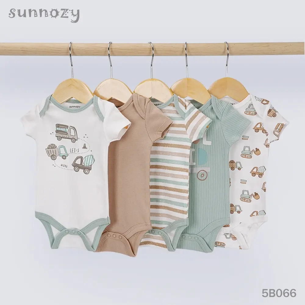Bodysuit short sleeve boys 5 Pcs set (5B066) sizes: 0-3/3-6/6-9 Months