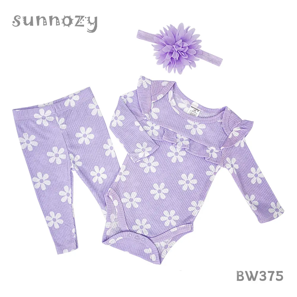 Bodysuit+Pant+Head Band 3 pcs set (BW375) sizes: 0-3/3-6/9-12 Months