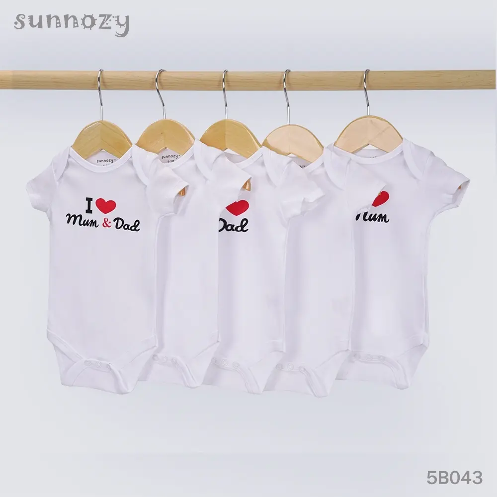 Bodysuits 5 pcs set (5B043) sizes: 0-3/3-6/6-9 Months