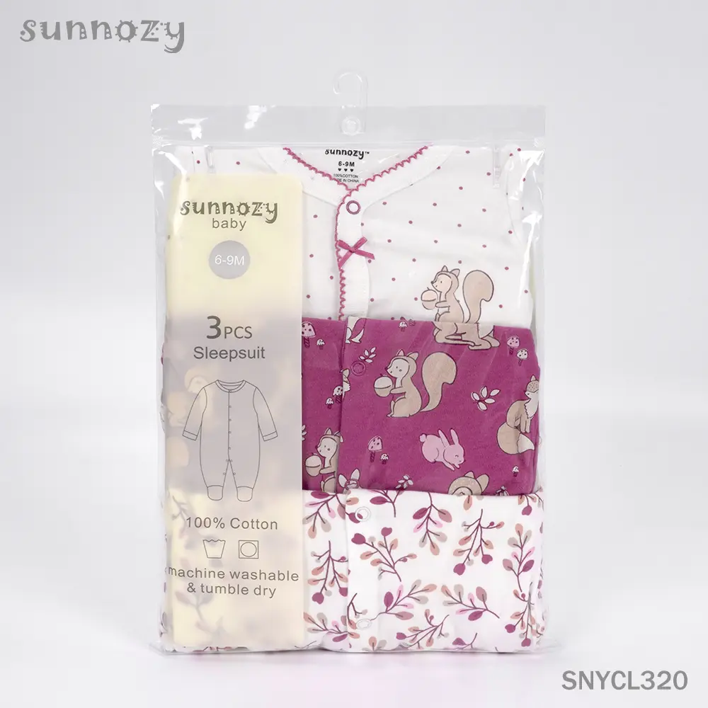 Sleepsuits Girls 3 pcs set (SNYCL320) sizes: 0-3/3-6/6-9 Months (4:4:2)
