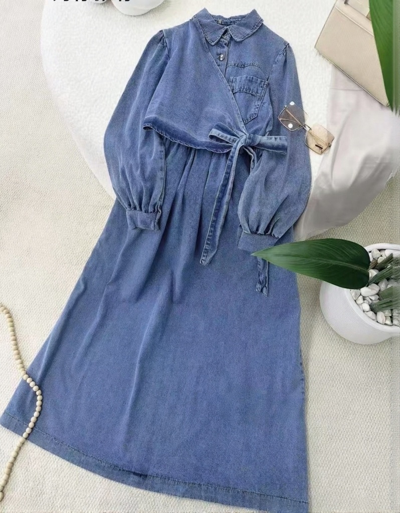 فستان جينز - M, L, XL - لونين غامق وفاتح