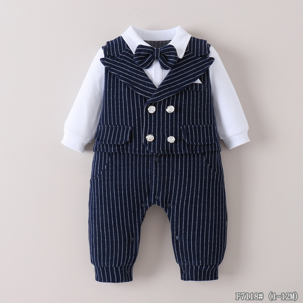 F7118 - Navy - 1-3/3-6/6-9/9-12 months - 85%cotton 9%Polyester 6%Spandex