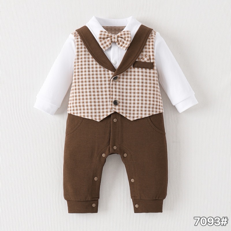 F7093 - Brown - 1-3/3-6/6-9/9-12 months - 85%cotton 9%Polyester 6%Spandex