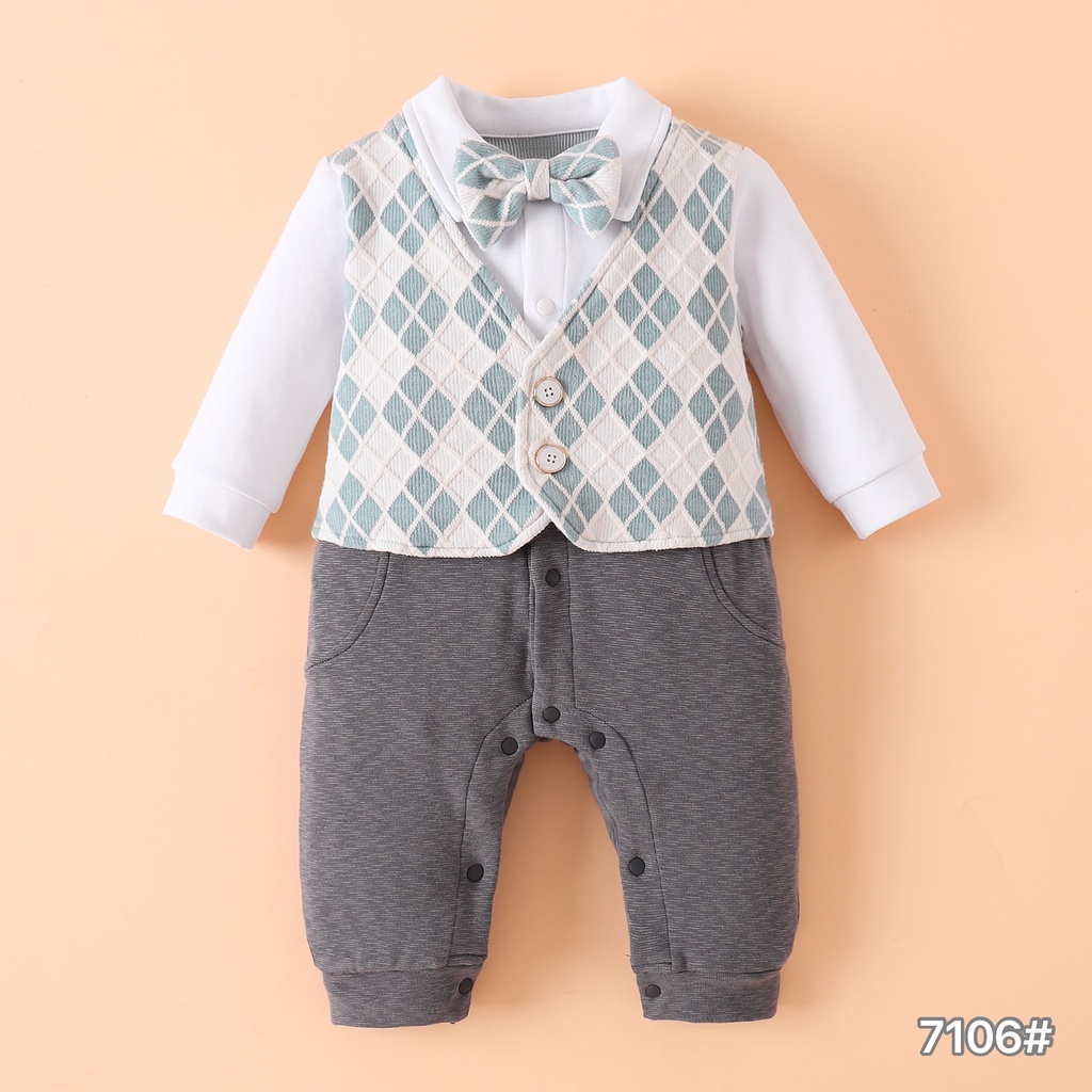 7106 - White/Grey - 1-3/3-6/6-9/9-12/12-18 months - 85%cotton 9%Polyester 6%Spandex