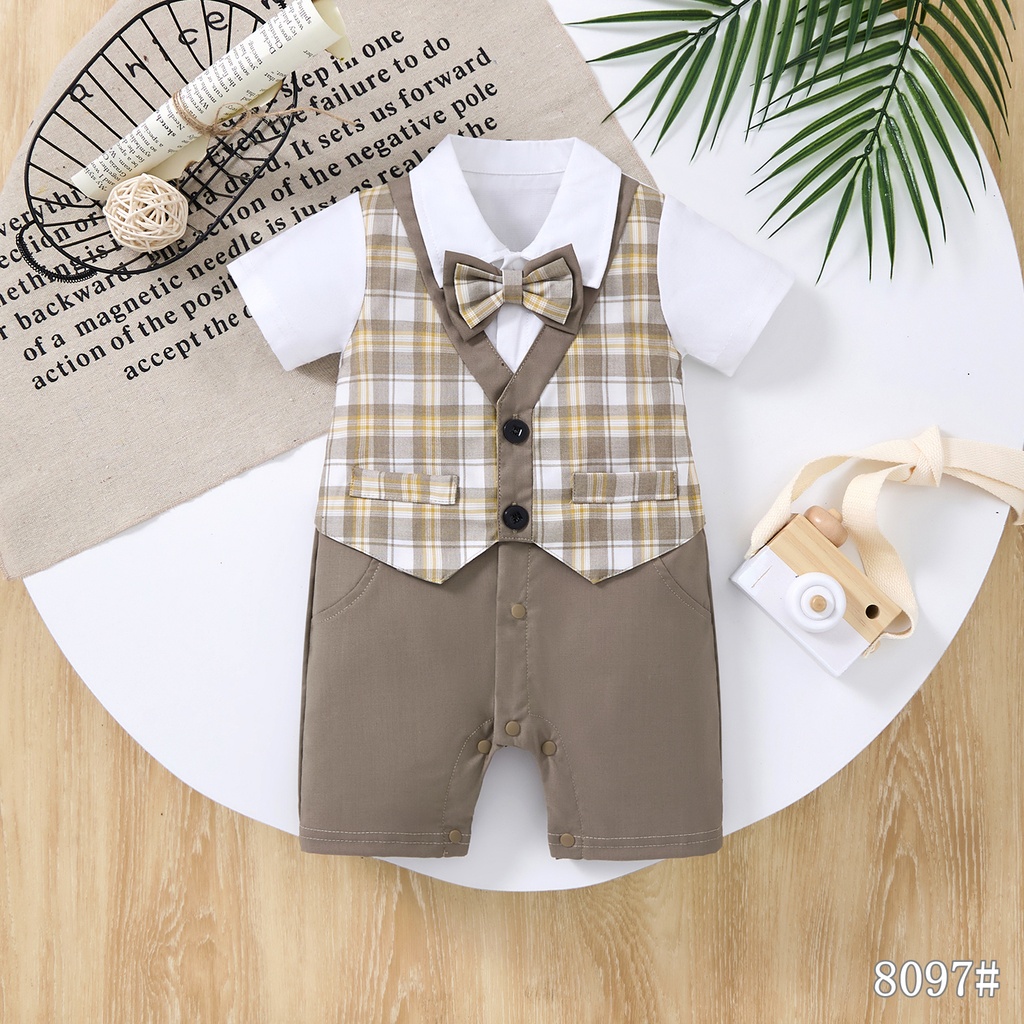 8097 - Checked Beige Brown -1-3/3-6/6-9/9-12/12-18 months - 100%viscose