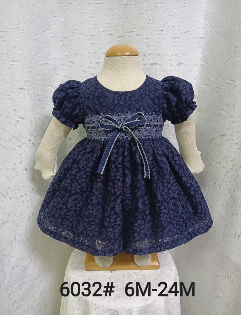 Baby girl Dress - 6,9,12,18,24 Months - 6032 - Blue - Cotton 65%, 35% Polyster