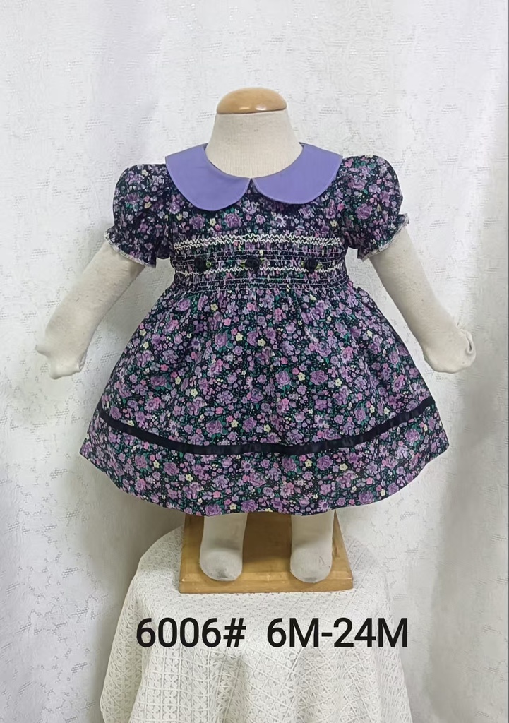 Baby girl Dress - 6,9,12,18,24 Months - 6006 - Blue - Cotton 65%, 35% Polyster
