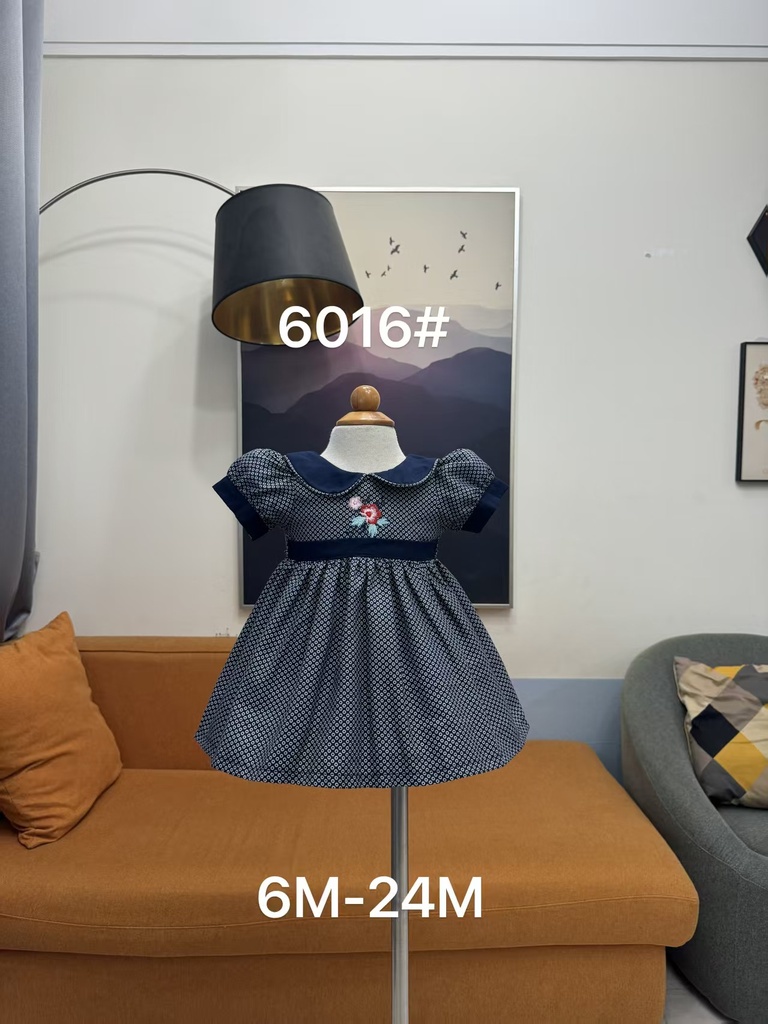 Baby girl Dress - 6,9,12,18,24 Months - 6016 - Blue - Cotton 65%, 35% Polyster