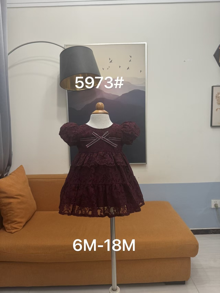 Baby girl Dress - 6,9,12,18 Months - 5973 - Red - Cotton 65%, 35% Polyster