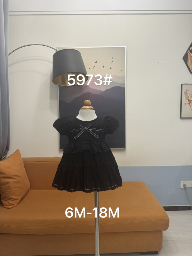 Baby girl Dress - 6,9,12,18 Months - 5973 - Black - Cotton 65%, 35% Polyster